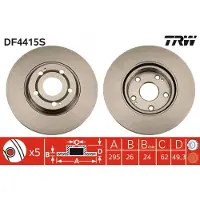 TRW Bremsscheibe DF4415S vorne, belüftet, hochkarbonisiert, 1 Stück