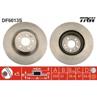 TRW Bremsscheibe DF6013S vorne, belüftet, 1 Stück