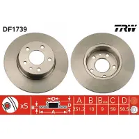 TRW Bremsscheibe DF1739 hinten, voll, 1 Stück