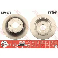TRW Bremsscheibe DF6678 hinten, voll, 1 Stück