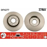 TRW Bremsscheibe DF4277 vorne, belüftet, hochkarbonisiert, 1 Stück