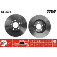 TRW Bremsscheibe DF2671 vorne, belüftet, 1 Stück