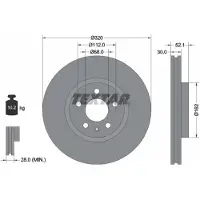 Textar Bremsscheibe 92229305 vorne, belüftet, hochkarbonisiert, 1 Stück