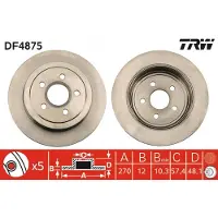 TRW Bremsscheibe DF4875 hinten, voll, 1 Stück