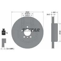 Textar Bremsscheibe 92253925 hinten, belüftet, 1 Stück