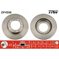 TRW Bremsscheibe DF4506 vorne, belüftet, 1 Stück