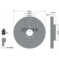 Textar Bremsscheibe 92230305 vorne, belüftet, hochkarbonisiert, 1 Stück