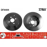 TRW Bremsscheibe LUC DF4404 hinten, voll, 1 Stück