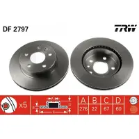 TRW Bremsscheibe DF2797 vorne, belüftet, hochkarbonisiert, 1 Stück
