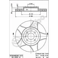 Brembo Bremsscheibe 09.4939.75, vorne, geschlitzt, belüftet, 1 Stück