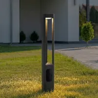 LUCANDE Pirron LED-Wegeleuchte, Steckdose, Höhe 80 cm, IP54 - , Pirron, Schwarz, für Terrasse, Metall, Modern