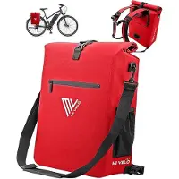 MIVELO Gepäckträger - 3-in-1 Rucksack & Umhängetasche - Wasserdicht & inkl. Laptopfach - 25 Liter - Rot