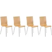 DELUKE 4er Set Besucherstuhl TUNIS - Holz Natura 43x47x87 cm | Besucherstühle Konferenzstuhl Wartezimmerstuhl Bürostühle Bürostuhl Konferenzraum Wartezimmer