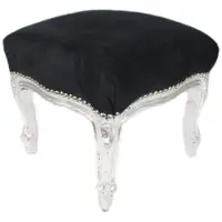 Casa Padrino Barock Fußhocker Schwarz / Silber - Hocker Möbel