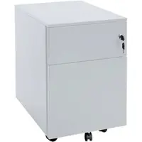 LÜLLMANN Rollcontainer, Seitengriffleiste, 2 Schubladen inkl. Stifteschale, 550 x 400 x 590 mm, lichtgrau
