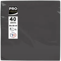 PROnappe SV623821I 30x Packung mit 40 Servietten, mikrogeprägt, Tissue, 2-lagig - 38x38cm - Schwarz