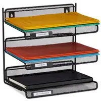 Relaxdays 4 x Briefablage Metall schwarz Schwarz