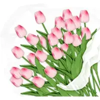 Relaxdays 48x Künstliche Tulpen, Pink Grün,Pink