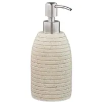 Relaxdays 2x Edelstahl-Seifenspender gerillt, Sand Beige,Silber
