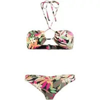 Roxy Triangel-Bikini "Printed Beach Classics", Damen, Gr. XXL, Cup B, grau (anthrazit palm song s), Obermaterial:87% Nylon, 13% Elasthan;, Bikini-Sets Triangel-Bikini