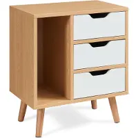 En.casa Nachttisch Bordkak 55x48x30 cm Eicheoptik/Weiss