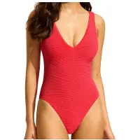 Seafolly - Women's Sea Dive Deep V Neck One Piece - Badeanzug Gr 40 rot