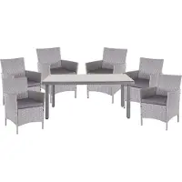 Mendler Poly-Rattan-Garnitur Hamar, Gartenmöbel Balkon-Set Sitzgarnitur grau, Kissen anthrazit