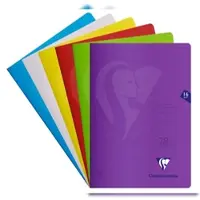 Clairefontaine 25x S'coolbook, Schulheft A4 Lineatur 28, durchgehend kariert mit Rand, 16 Bl 90g, Umschlag aus PP, Farben sortiert - 303228C