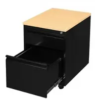 LÜLLMANN Rollcontainer, Frontgriffleiste, 2 Schubladen, 620 x 460 x 790 mm, schwarz/ahorn