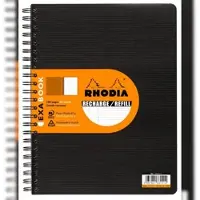 Rhodia 5x Nachfüllheft A4+ für Exabook Rhodiactive, Spiralheft, 80 Blatt liniert mit Rand/Rahmen und Kopfleiste 90g - Schwarz 133146C
