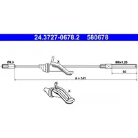 Ate Seilzug Feststellbremse 24.3727-0678.2 für Ford C-Max II Grand