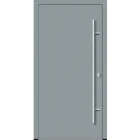 Haustuerenland.de Flügelüberdeckende Aluminium Haustür "VALERIA" 82 mm RC2 Silbergrau RAL 7001 beidseitig innen öffnend DIN rechts