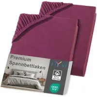 NYVI Spannbettlaken DreamScience Premium - Komfort Spannbetttuch, 190g/m2, Einlaufschutz, Bügelfrei, mit Gummizug Farbe:bordeaux;Größe:180 - 200x220 + 40 cm Boxspringbett (2er Pack)