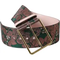 Dolce&Gabbana Mehrfarbiger Floraler Jacquard Lurex Gürtel mit Goldverschluss
