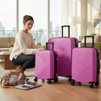 Infinity Leather Pinker Hardshell-Koffer Robuster 8-Rad-Kabinenkoffer
