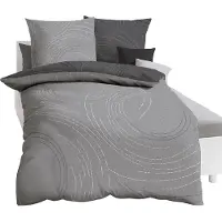 Kaeppel Mako Satin Wendebettwäsche Jaro 200x200 cm + 2x 80x80 cm Zinn