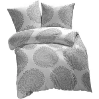 Etérea Himmlische Qualität etérea Microfaser Bettwäsche 200x220 cm + 2Stk 80x80 cm Mandala Grau