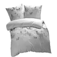 Etérea Himmlische Qualität etérea Mako-Satin Bettwäsche 200x200 cm + 2Stk 80x80 cm Lilu Grau