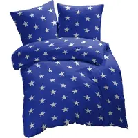 Etérea Himmlische Qualität etérea Renforcé Bettwäsche 200x220 cm + 2Stk 80x80 cm Sterne Blau