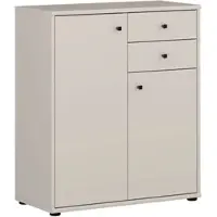 Forte TEMPRA 2 Kommode 70 80, moderne Kommode mit 2 Schubladen, 2-türig, Schlafzimmer, Wohnzimmer, Büro, Holzwerkstoff, Kaschmir|Beige, 73,7 cm breit x 85,5 cm hoch x 34,8 cm tief