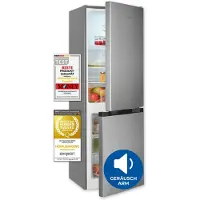 Exquisit Kühl-Gefrierkombination, Kühlschrank mit Gefrierfach, 4-Sterne-Gefrieren, 157 Liter, Schnellkühlen, KGC5231-60-E-050C inoxlook