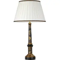 Designer's Light Box Elstead Strasbourg Tischleuchte E27 Schwarz und Gold Elfenbeinfarbe, schwarz-gold verziert
