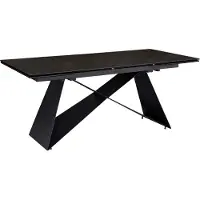 FineBuy Esstisch ausziehbar 180–260 cm Schwarz Glas-Keramik Tischplatte moderner Esstisch X-Metallgestell – kratzfest hitzebeständig & pflegeleicht