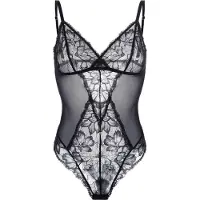 Dorina Body "Perfect Lace", Damen, Gr. S, N-Gr, schwarz, Spitze, Obermaterial: 90% Nylon, 10% Elasthan, körpernah, Bodys Body, mit federleichter Spitze, Mesh-Einsätze, bügellos