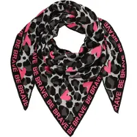 Zwillingsherz Dreieckstuch "Be Brave" Leomuster, mit pinken Herzen und Schriftzug, tolles Accessoire