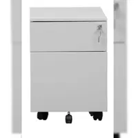 Proregal Rollcontainer Rhino | 1 Schublade & 1 Hängeschub | Seitengriff + Materialfach | HxBxT 55x39x59 cm | Metalldeckplatte | Grau