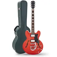 Hartwood Revival Vibrato Halbresonanz-Gitarre & Hartschalenkoffer Burnt Orange