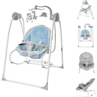 Lorelli Babywippe elektrisch Tango 2 in 1, Fernbedienung, MP3, Timer, Mobile hellblau