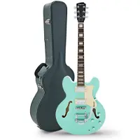 Hartwood Revival Vibrato Halbresonanz-Gitarre & Hartschalenkoffer jadegrün