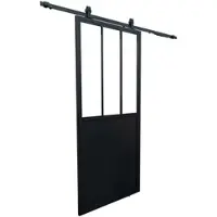 Inova Loftschiebetür 1025x2150mm aus Stahl in schwarz mit Glaseinsatz